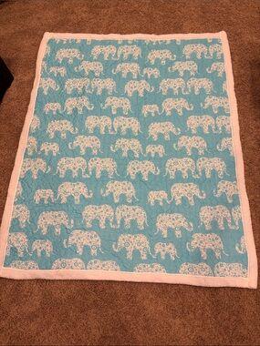 Baby Elephant Print Blue Soft Plush Blanket